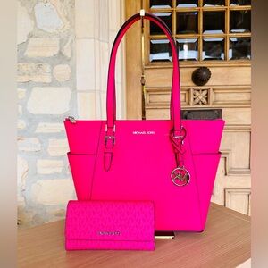 Michael Kors Pink Tote and Wallet Set